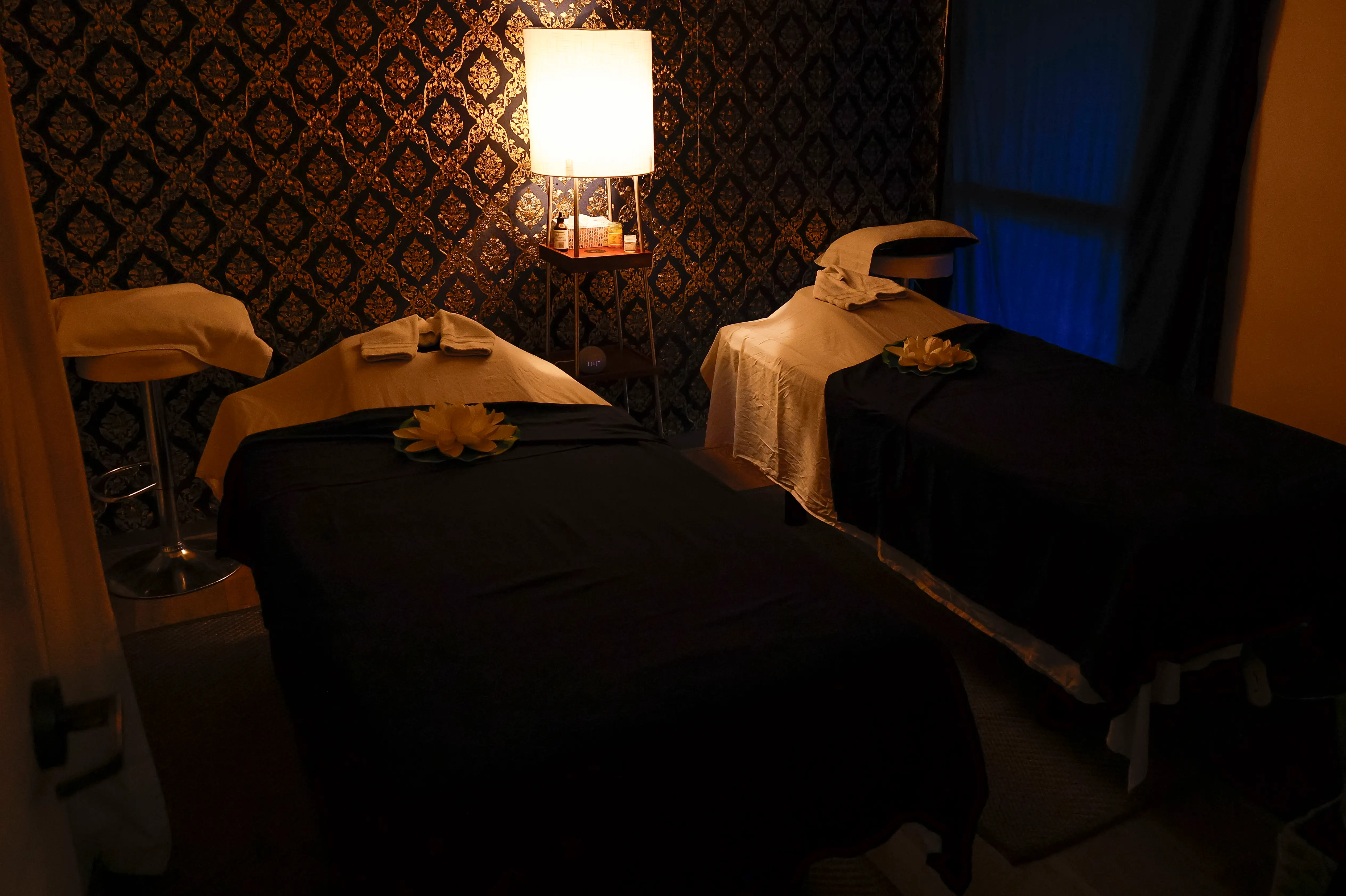 Couples massage room setup at Thai Herb Massage